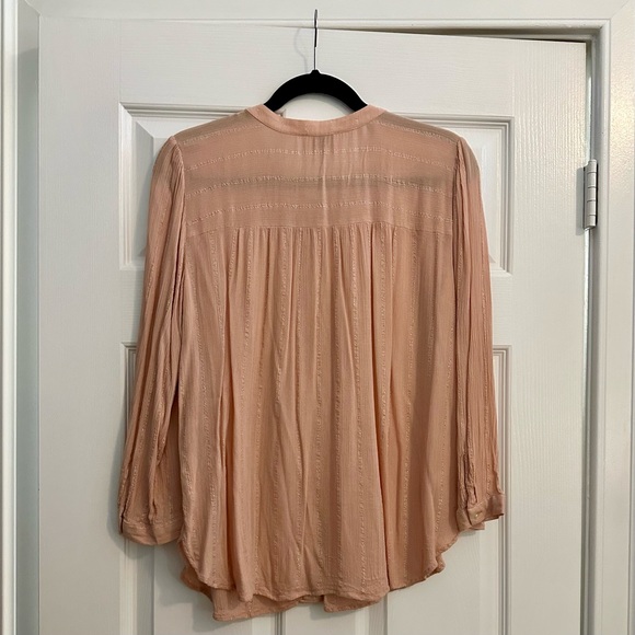 Ann Taylor LOFT Outlet Light Pink Gold-Shimmer Blouse - Picture 2 of 4